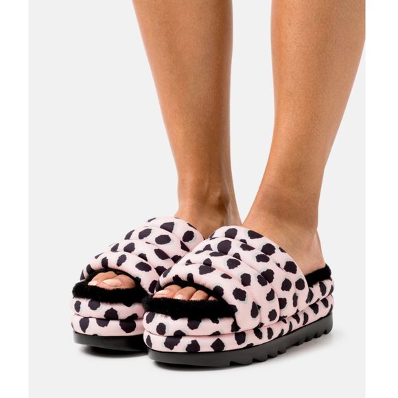 UGG Shoes Ugg Maxi Slide Platform Sandals Pink Cheetah Black